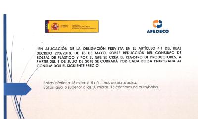 Modelo de cartel sobre la obligatoriedad del cobro bolsas de plástico