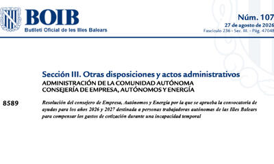 El Govern compensa hasta 1.000€ de tu cuota si has estado de baja por incapacidad temporal. 